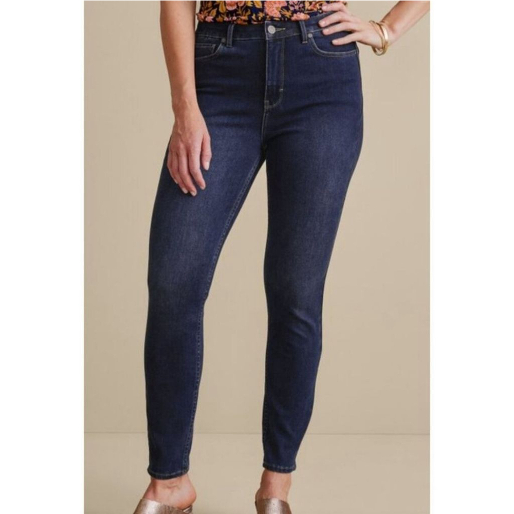 Soft Surroundings 14 Skinny Ankle Medium Wash High Rise Jegging Stretch Jeans